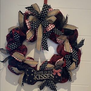 Red and Black Dog-Themed Wreath- approximately 24 inches in diameter